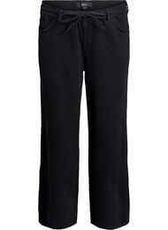 Loose fit-jeans med elastisk linning og sn&oslash;ring, Svart