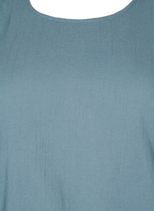 Kortermet bomullsbluse med smock, Goblin Blue, Packshot image number 2