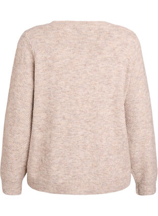 Zizzi Cardigan med sløyfeknapper og hullmønster, Feather Gray Mel., Packshot image number 1