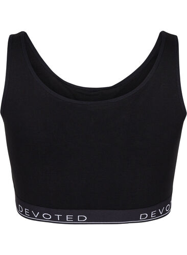 Uvattert BH i bomull med tekstprint, Black/Upper Font, Packshot image number 1