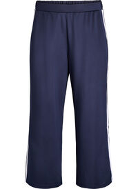 Trackpants med høy midje og sporty striper, Blå Trackpants med høy midje og sporty striper