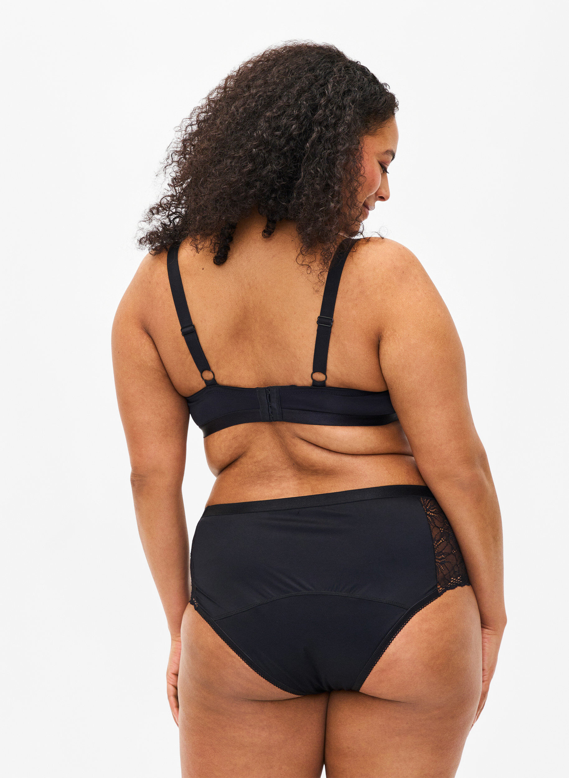 Zizzi Hipster menstruser med blonder, Black, Model image number 1