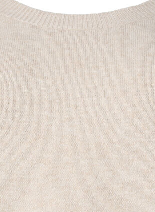 Strikket genser i melange med perleknapper på sidene	, Pumice Stone Mel., Packshot image number 2