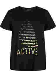 T-skjorte til trening med trykk, Black gold foil logo