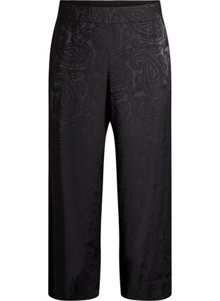 Zizzi Loose fit bukser med paisleymønster og høy midje, Svart, Packshot image number 0