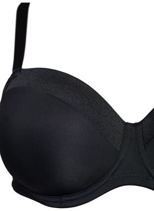 Zizzi Formpresset BH i mikrofiber med satengdetalj, Black, Packshot image number 2