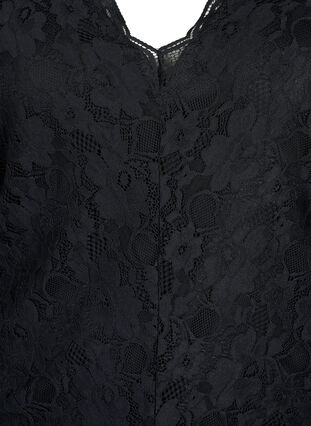Bodystocking med lange ermer og blonder, Black, Packshot image number 2