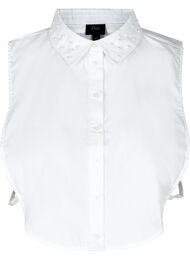 Løs, ensfarget skjortekrage med perler, Bright White