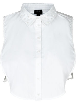 Løs, ensfarget skjortekrage med perler, Bright White, Packshot image number 0