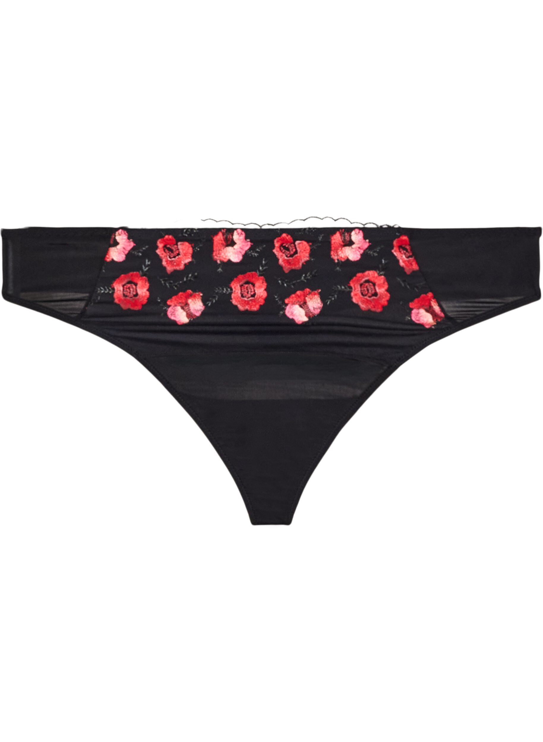 Mikrofiberstring med blomsterbroderi