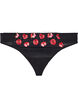 Mikrofiberstring med blomsterbroderi, Svart, Packshot image number 0