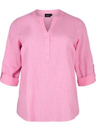 Bomullsbluse med V-hals, Rosebloom