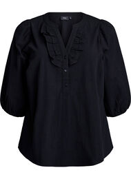 3/4 ermers bomullsbluse, Black