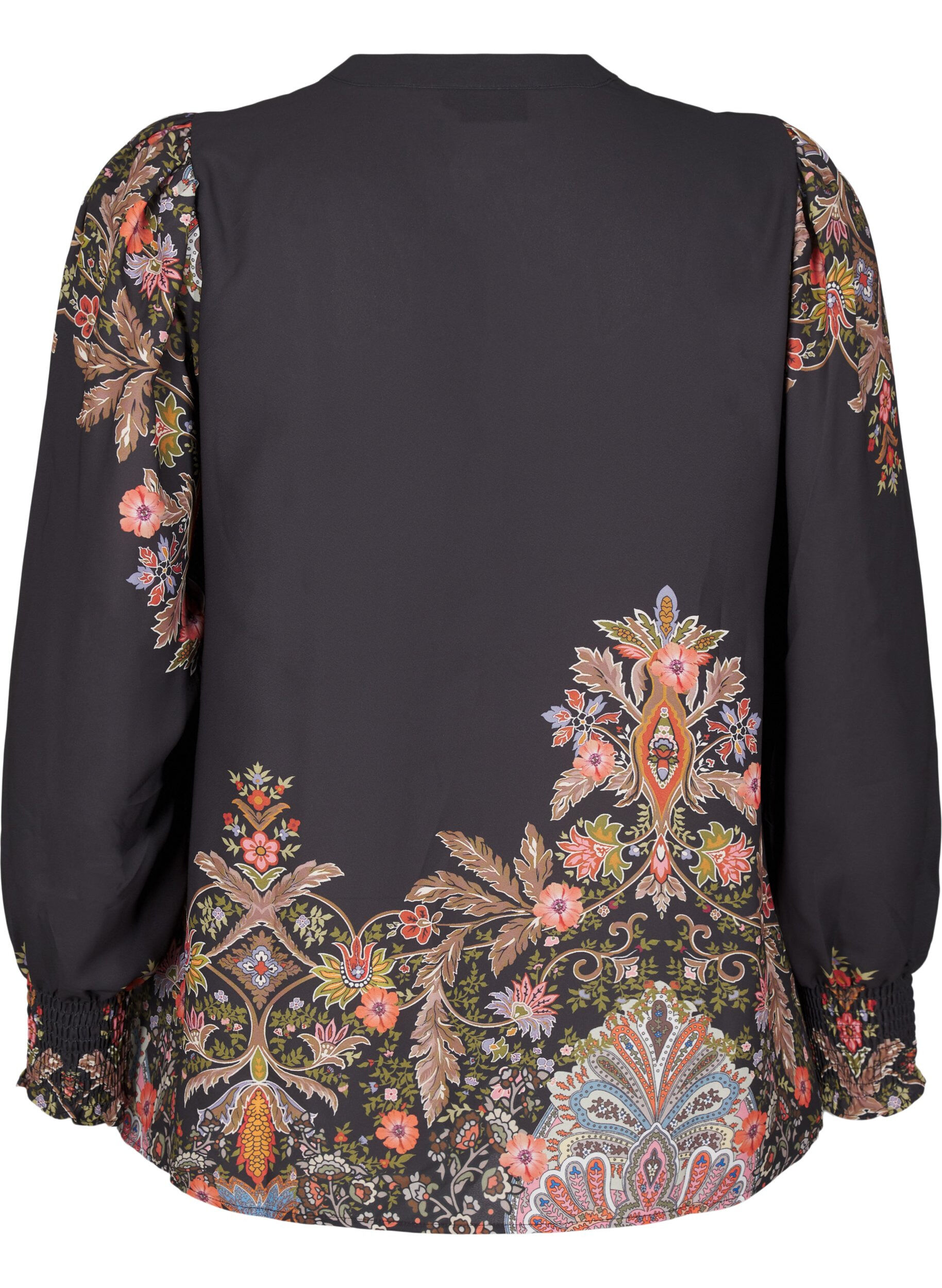 Zizzi Bluse med paisleym&oslash;nster, Black Paisley, Packshot image number 1
