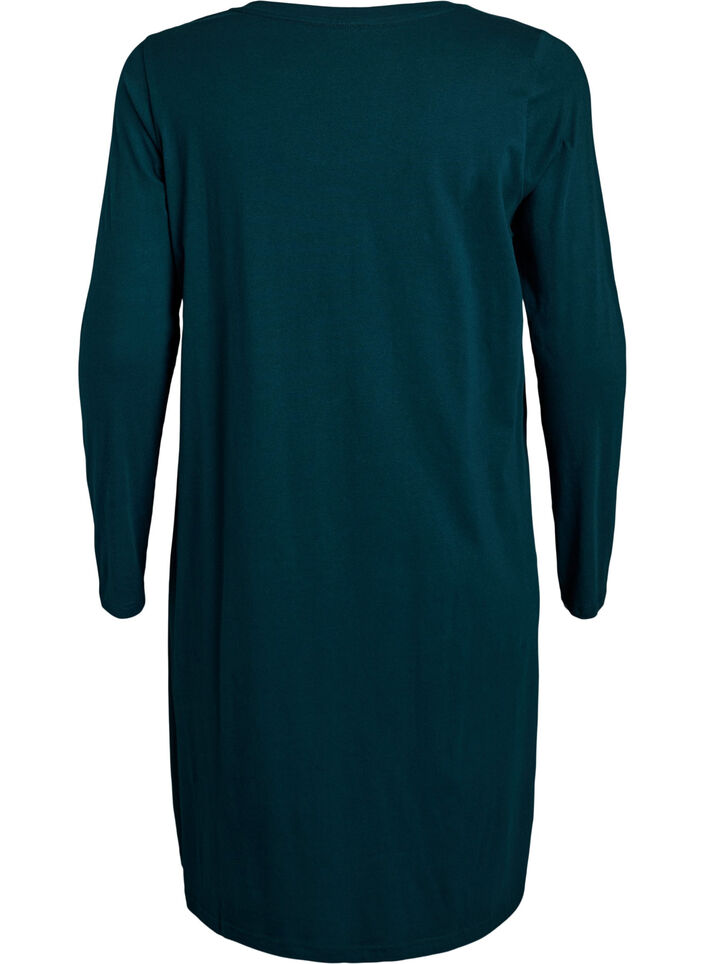 Langermet nattkjole i &oslash;kologisk bomull, Gr&oslash;nn, Packshot image number 1