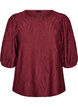 Bluse med tekstur og 3/4 ermer, R&oslash;d, Packshot image number 0