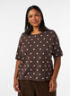 Kortermet strikkebluse med prikker, Brun, Model image number 0