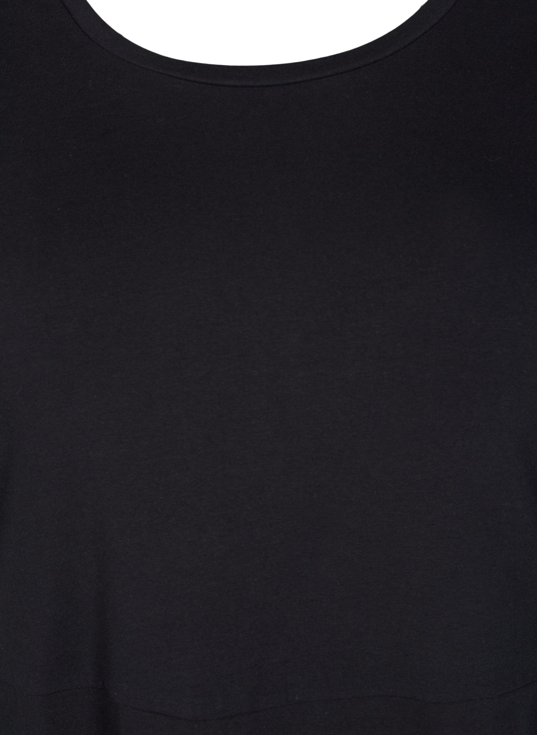 Zizzi Ensfarget bomullskjole med korte ermer, Black, Packshot image number 2