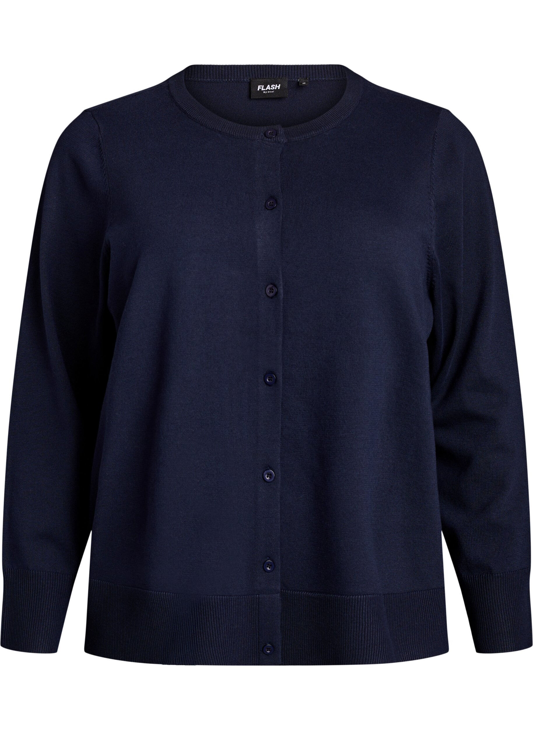 FLASH - Finstrikket cardigan med rund hals