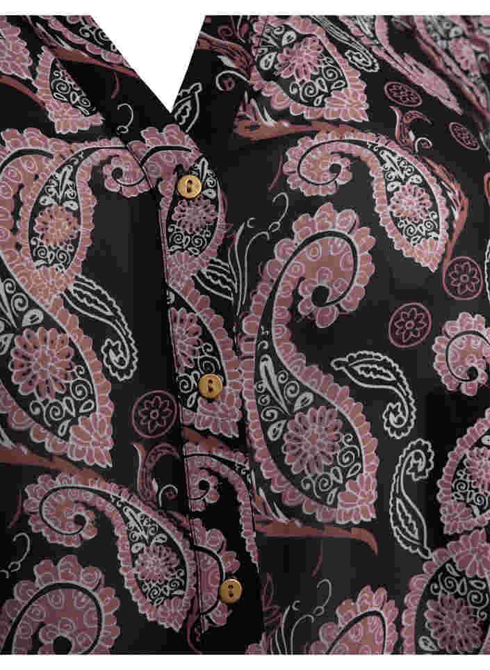 Skjorte med V-hals og mønster, Black/Beige Paisley, Packshot image number 2