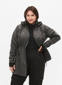 Softshell jakke med avtagbar hette, Dark Grey Melange, Model