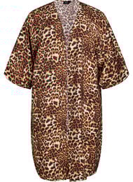 Kimono i viskose med 3/4 ermer, Brun