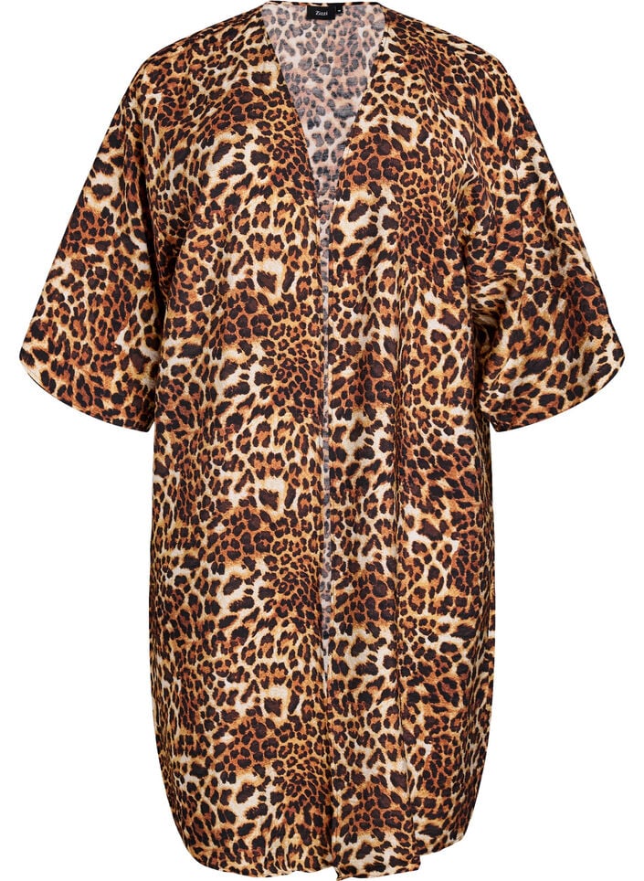 Kimono i viskose med 3/4 ermer, Brun, Packshot image number 0