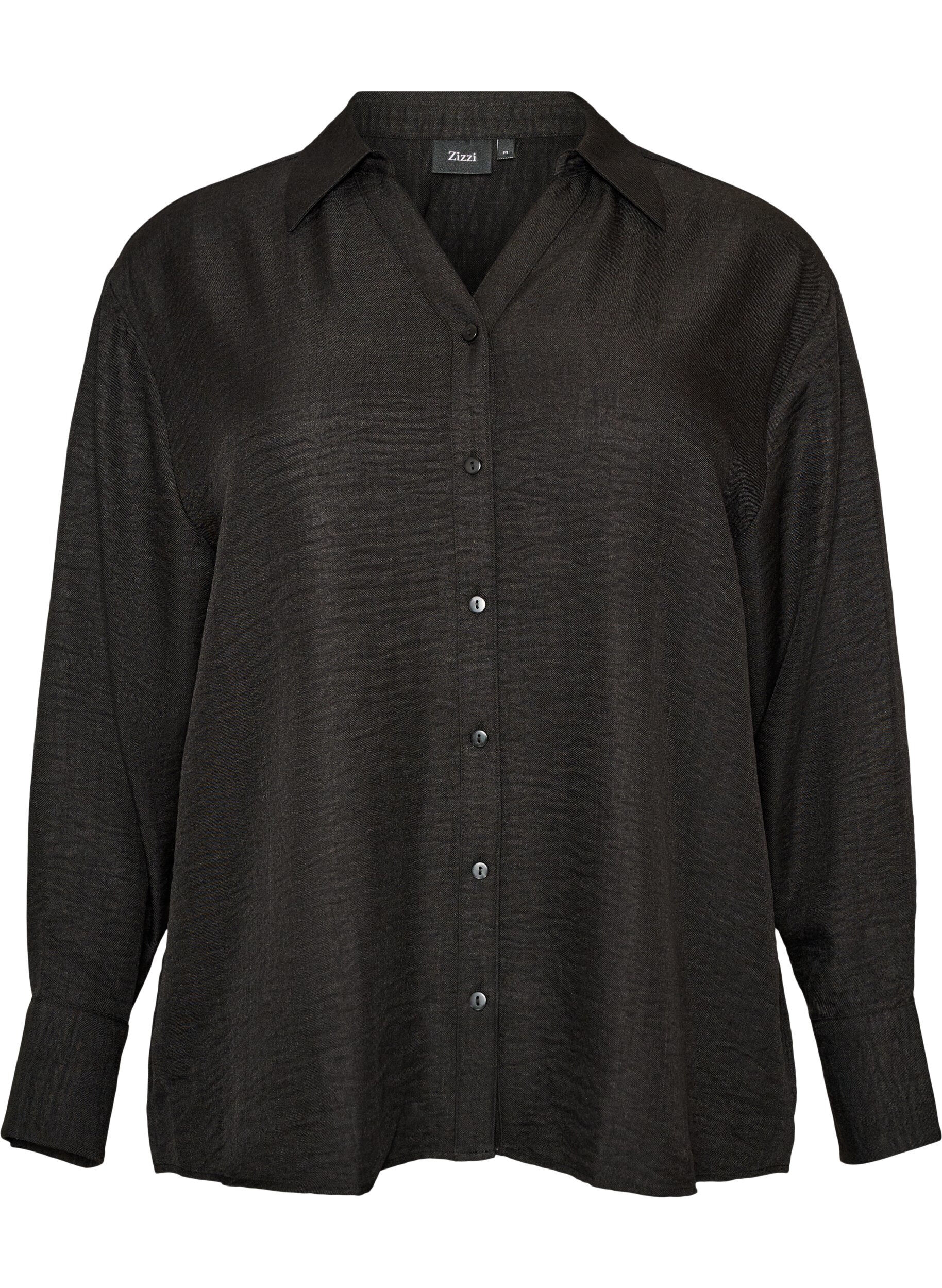 ZizziLoose fit skjorte med V-hals, Svart, Packshot image number 0
