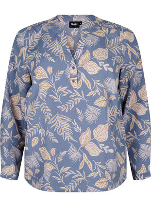 FLASH - bluse med lange ermer og trykk, Delft AOP, Packshot image number 0