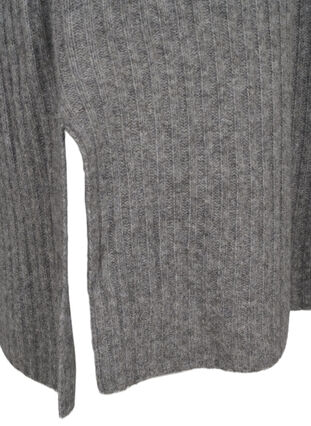 Zizzi Lang strikket kjole med høy hals, Medium Grey Mel., Packshot image number 3