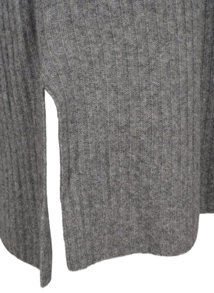 Lang strikket kjole med høy hals, Medium Grey Mel., Packshot image number 3