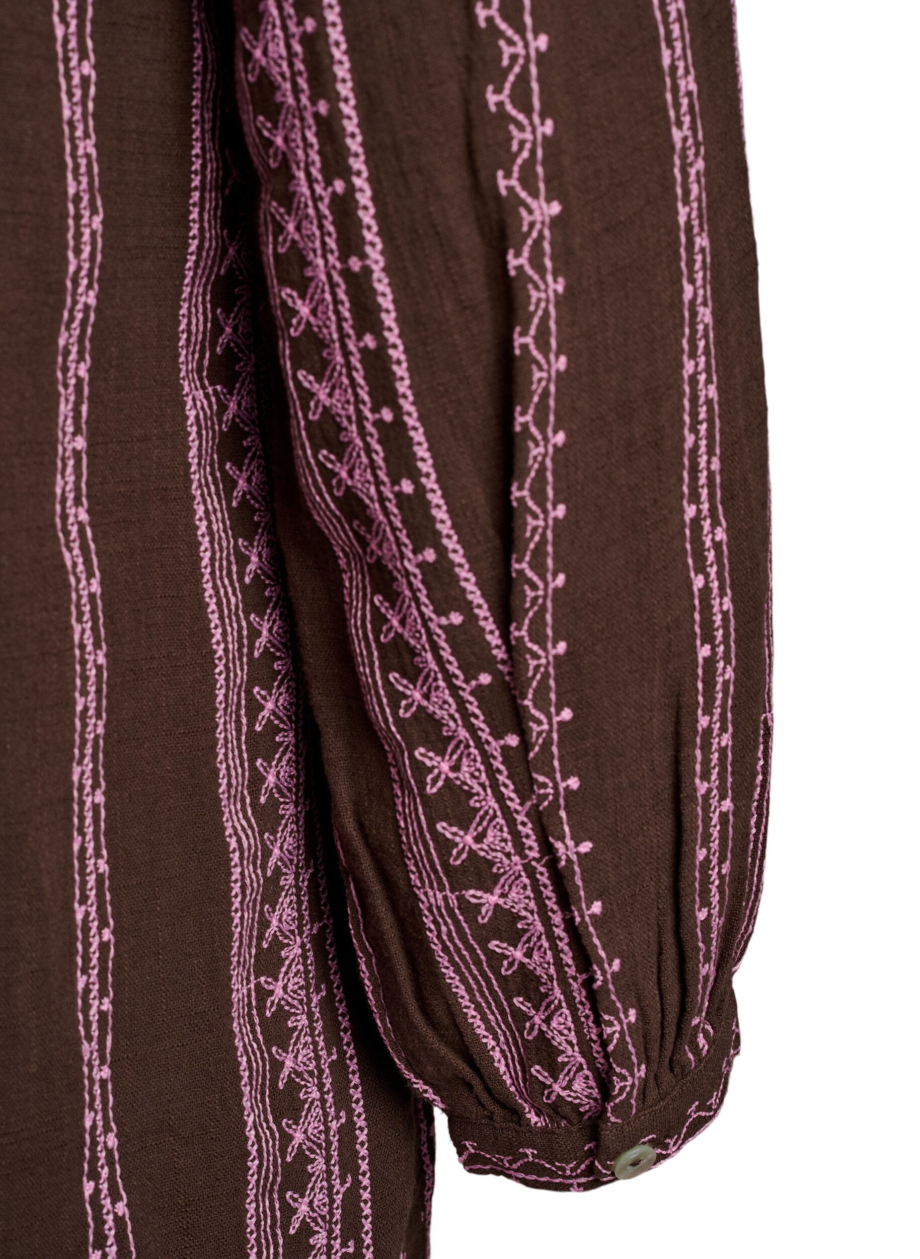 Zizzi Tunika med brodert m&oslash;nster, Brun, Packshot image number 3