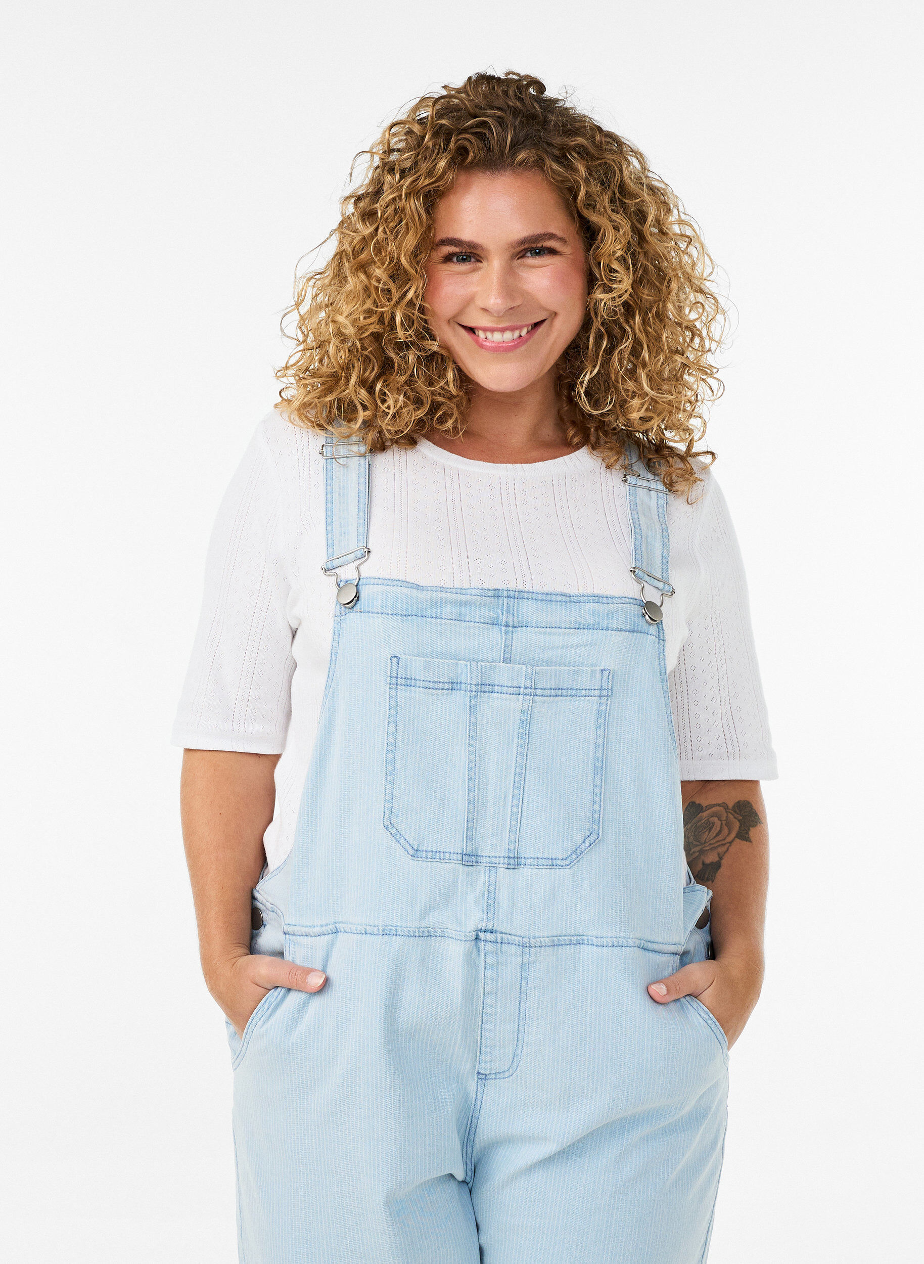 ZizziStriped denim snekkerbukser, Bl&aring;, Model image number 2