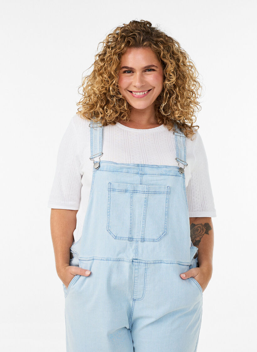 Striped denim snekkerbukser, Bl&aring;, Model image number 2