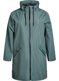 Regnjakke med lommer og hette, Balsam Green
