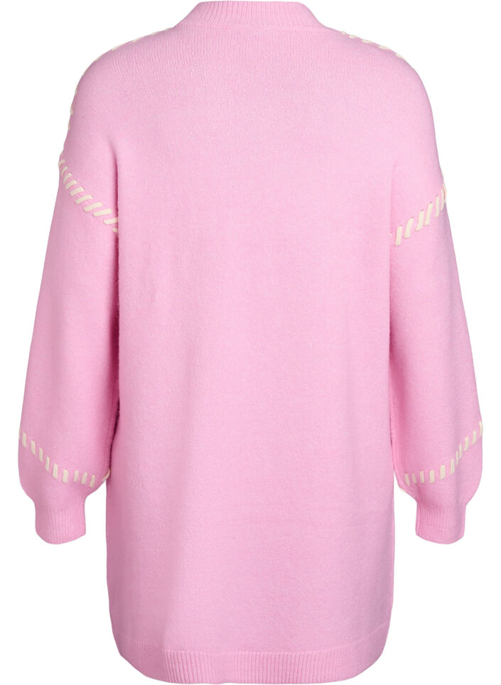 Strikkekjole med kontrastsømmer, Rosa, Packshot image number 1