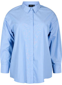 Løs langermet skjorte med striper, Blå Løs langermet skjorte med striper