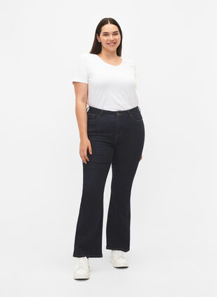 Ellen bootcut jeans med høyt liv, Raw Unwash, Model image number 0