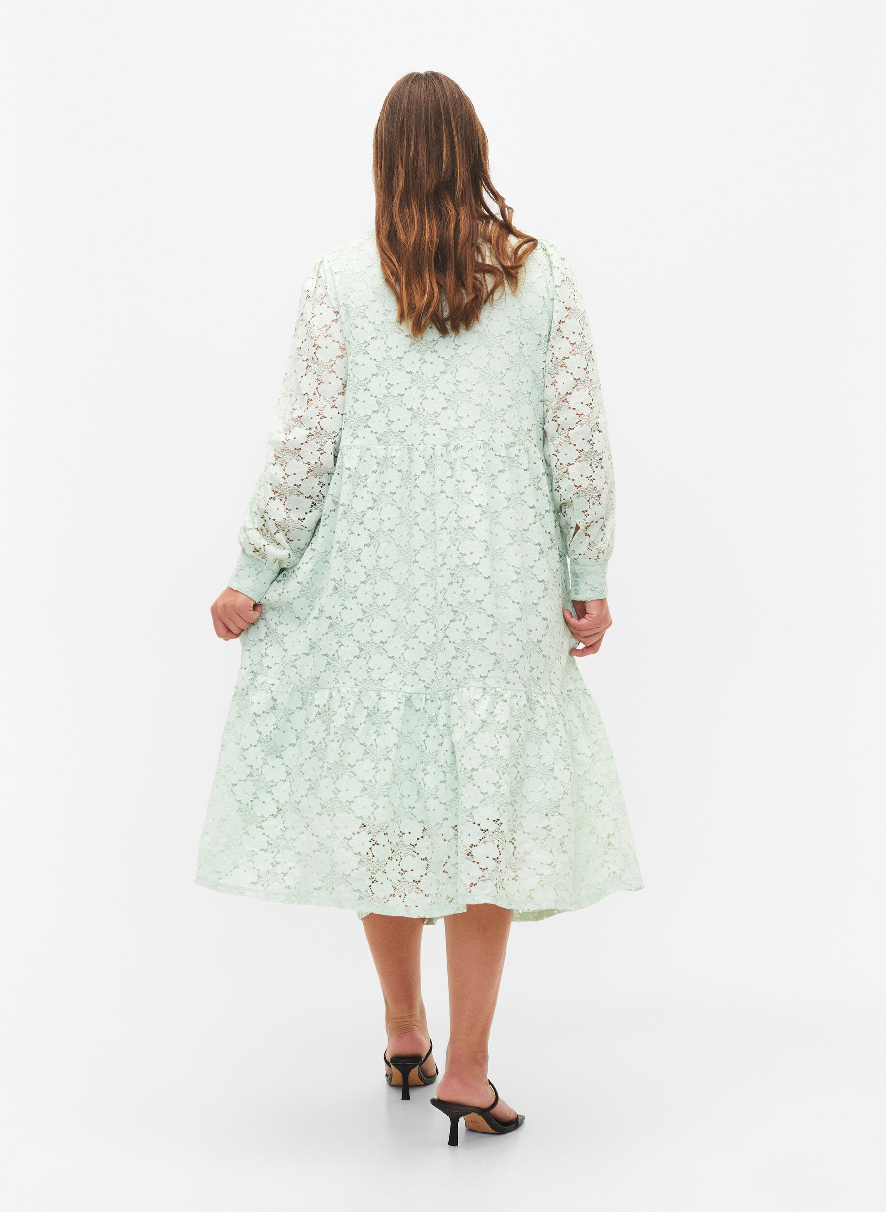 ZizziBlondekjole med lange ermer, Pastel Green , Model image number 1