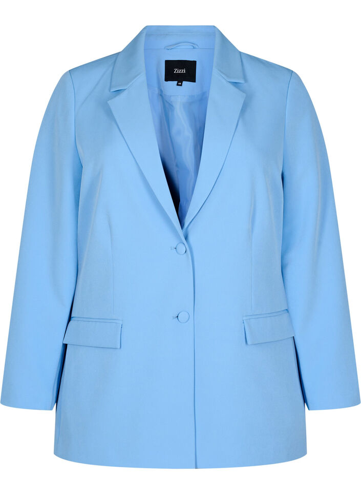 Klassisk blazer med knappelukking, Blå, Packshot image number 0