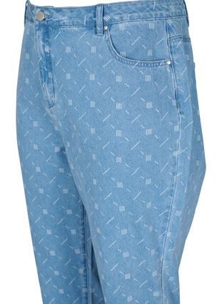 Mille mom fit jeans med mønster, Light blue denim, Packshot image number 2