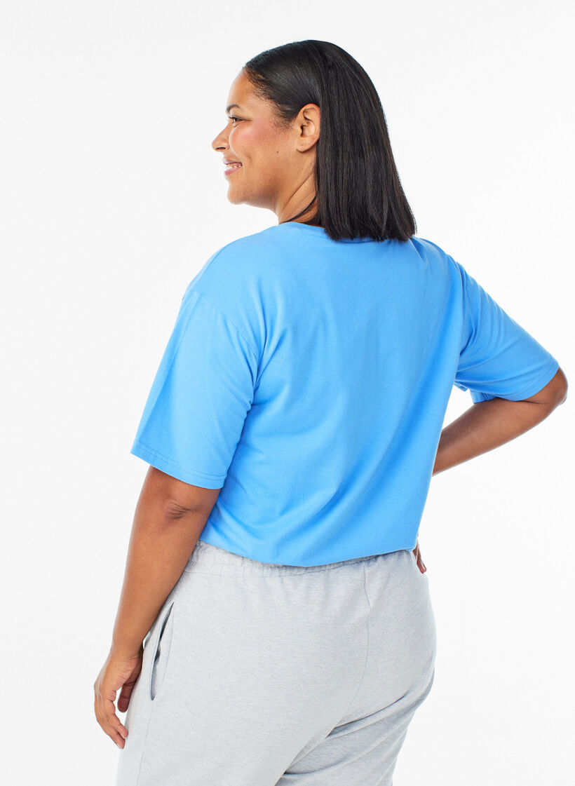 Sporty t-skjorte i &oslash;kologisk bomull, Bl&aring;, Model image number 2