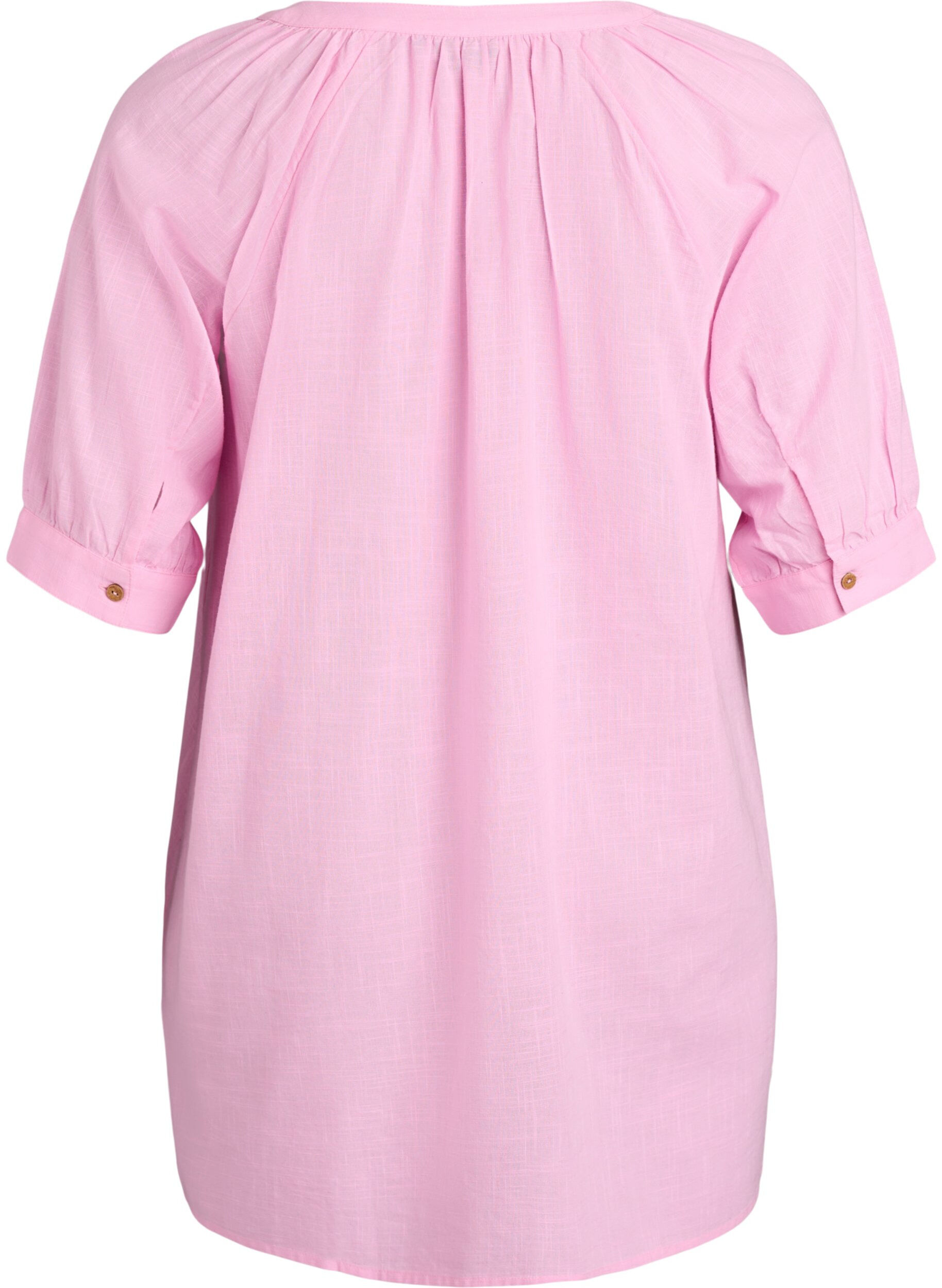 ZizziBomullstunika med V-hals, Rosa, Packshot image number 1