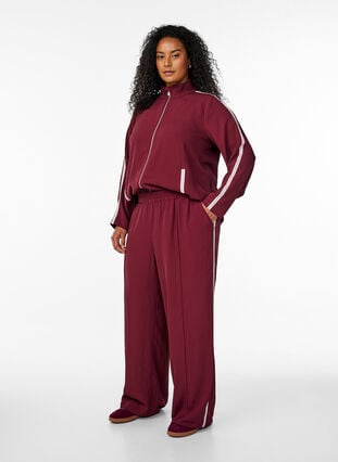 Zizzi Sporty bukser med rette ben og sidestriper, T. Port Orch Stripe, Model image number 0