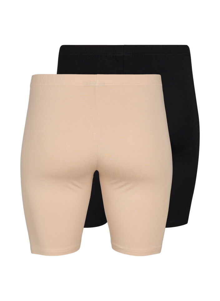 Sykkelshorts i viskose, 2 stk., Beige, Packshot image number 1