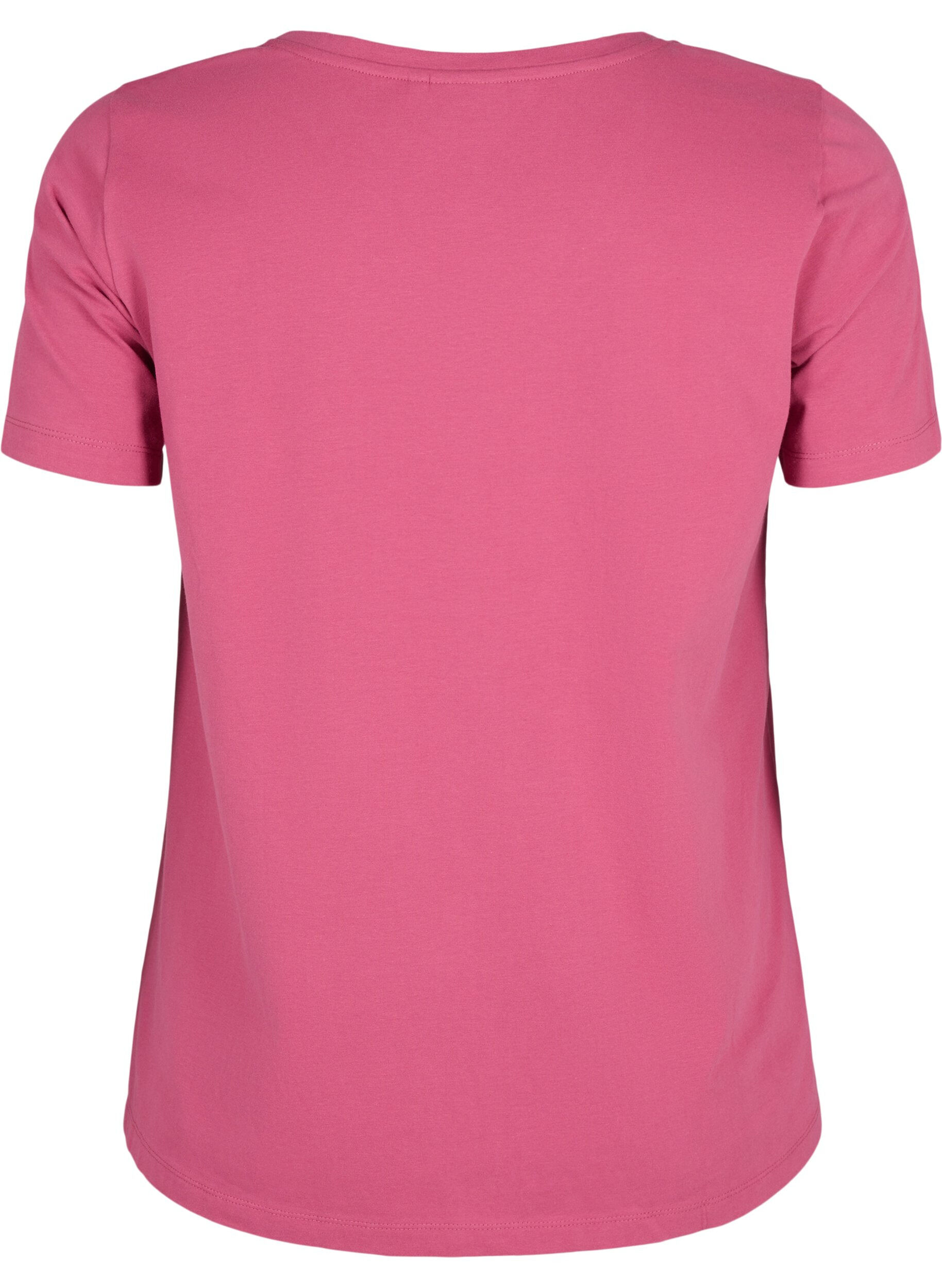 ZizziEnsfarget basic T-skjorte i bomull, R&oslash;d, Packshot image number 1