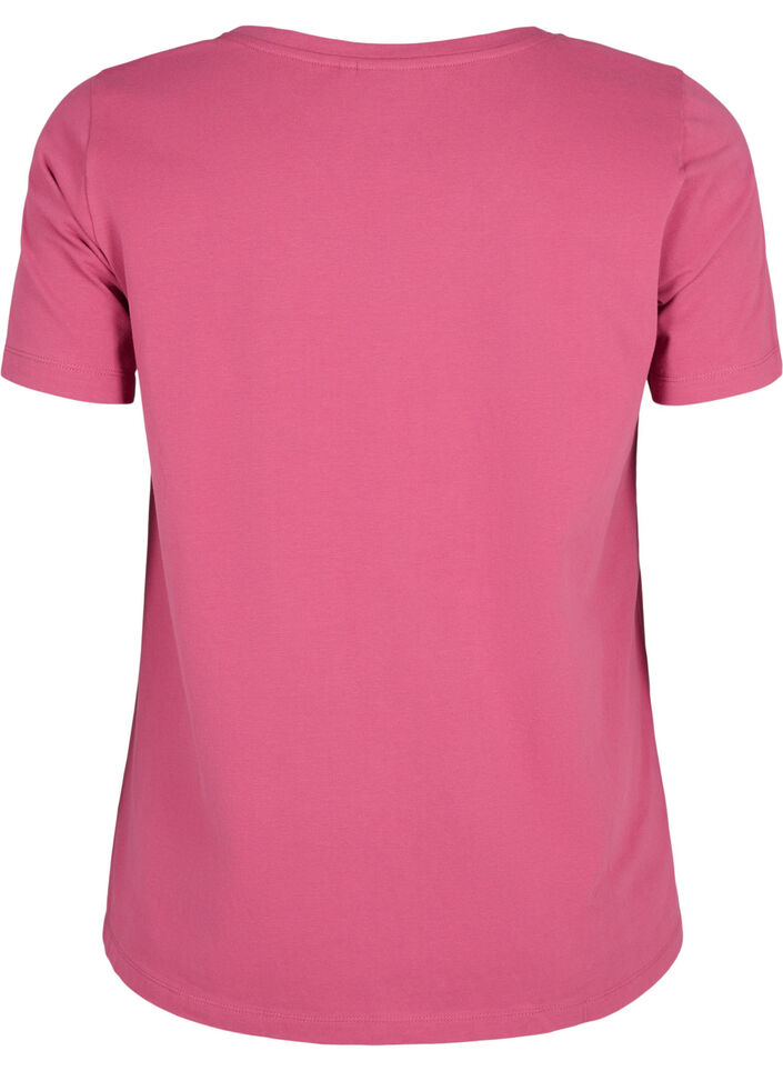 Ensfarget basic T-skjorte i bomull, R&oslash;d, Packshot image number 1