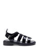 Sandal med bred passform i skinnende krokodilleskinn, Black, Packshot image number 0