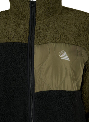 Teddy jakke med color block, Forest Night comb., Packshot image number 2