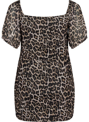 Kort kjole i mesh med leopardmønster, Leo, Packshot image number 1